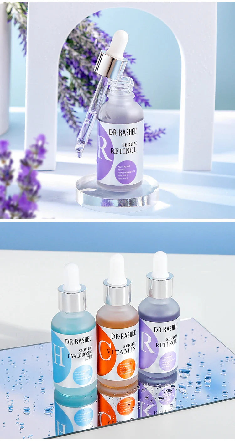 DR RASHEL Skin Care Complete Facial Serum Set Vitamin C Serum Essence Oil Serum Retinol Serum 3 Pack 30ml