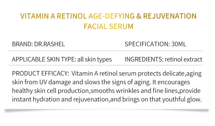 DR RASHEL VA Retinol Skin Rejuvenating Facial EssenceTo Lighten Dry Lines 30ML