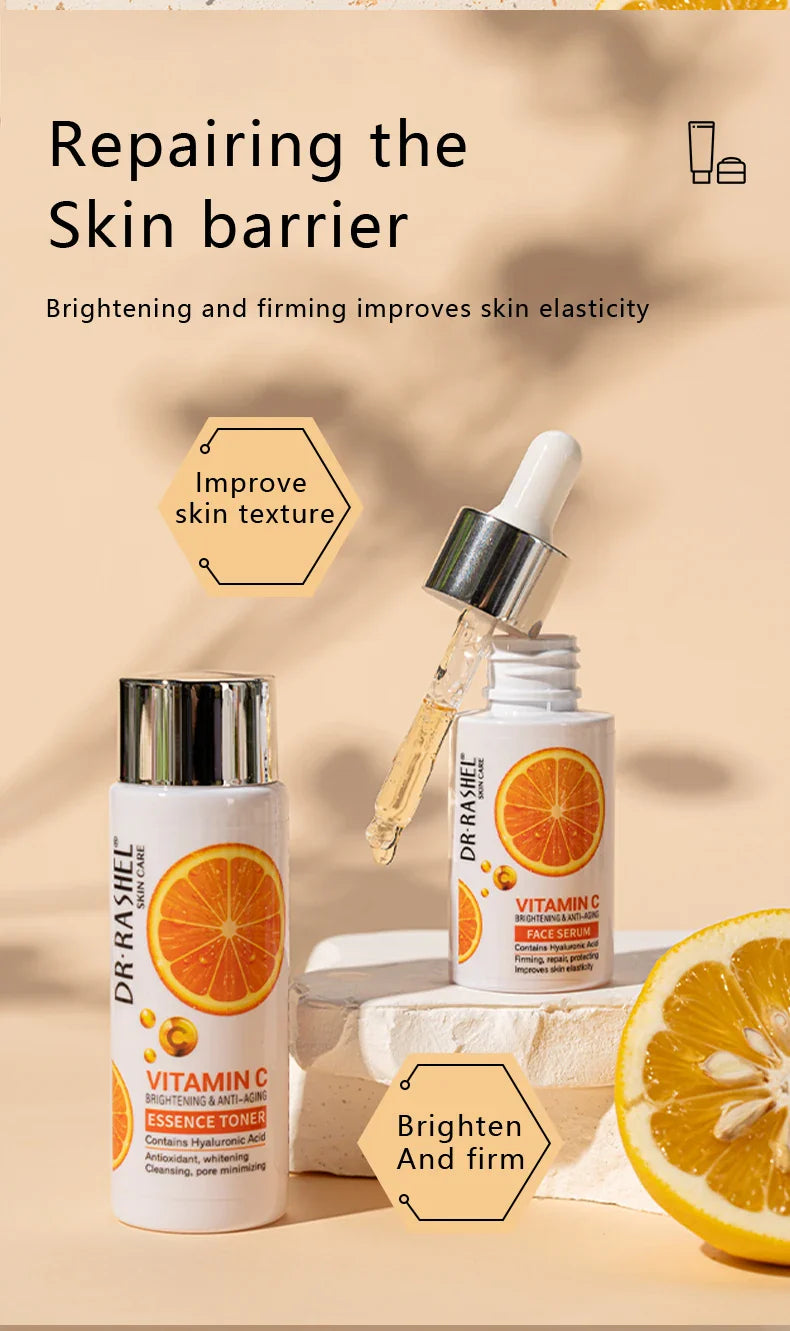 DR. RASHEL Vitamin C Hydrating Moisturizing Repair Firming Elasticity VC Facial Serum Travel Mini Skincare Set
