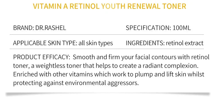 Dr. RASHEL Vitamin A Retinol Toner Restores Skin Vitality 100ML