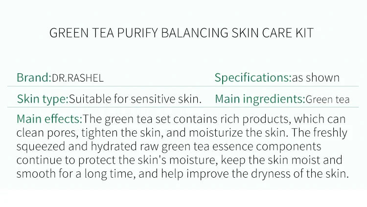 DR RASHEL Green Tea Purify Balancing Skin Care Set 10pcs Facial Care Kit