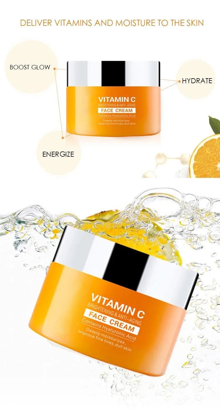 DR.RASHEL vitamin C  Facial Cleanser And Toner Essence Face Cream 4-Piece Facial Skincare Set