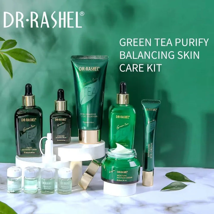 DR RASHEL Green Tea Purify Balancing Skin Care Set 10pcs Facial Care Kit