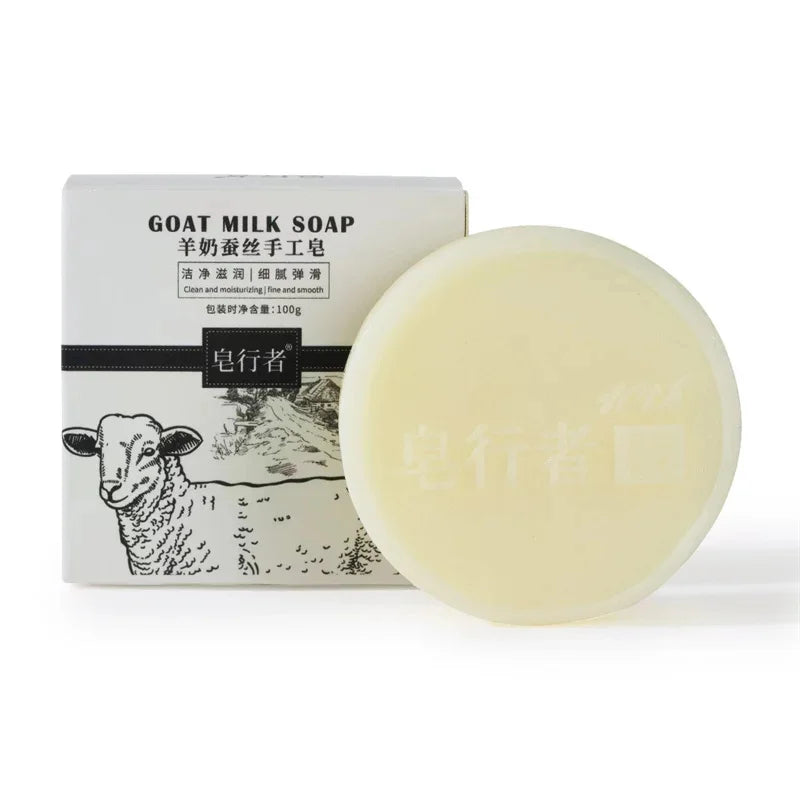 Goat Milk Silk Protein Handmade Soap With Foam Net Brightening Oil Control Remove Acne Blackheads Nourishing Skin Beauty Health