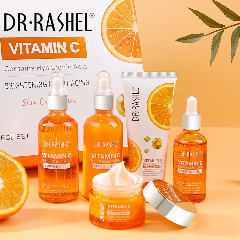 DR.RASHEL Organic VC Facial Skin Care Set Whitens Spots Refreshing Easy To Absorb  Antioxidant Deep Moisturizing
