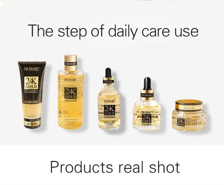 DR.RASHEL 24K Gold Skin Kit Toner Eye Essence Face Cream Face Essence Facial Cleanser