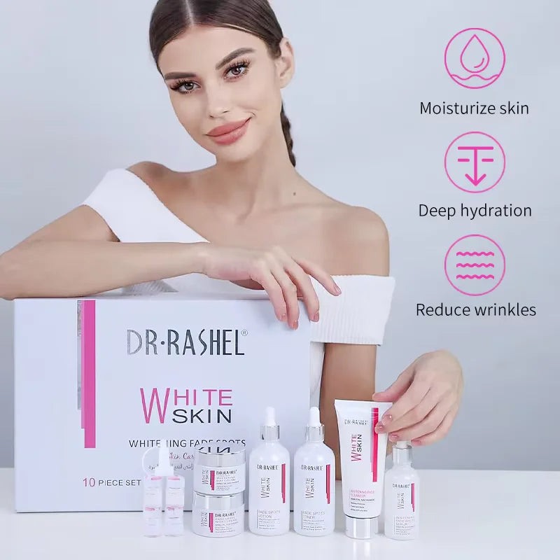 DR.RASHEL Brightening Fade Spots Skin Care Set-Face Serum Cream Facial Cleanser Lotion Toner Ampoule Serums