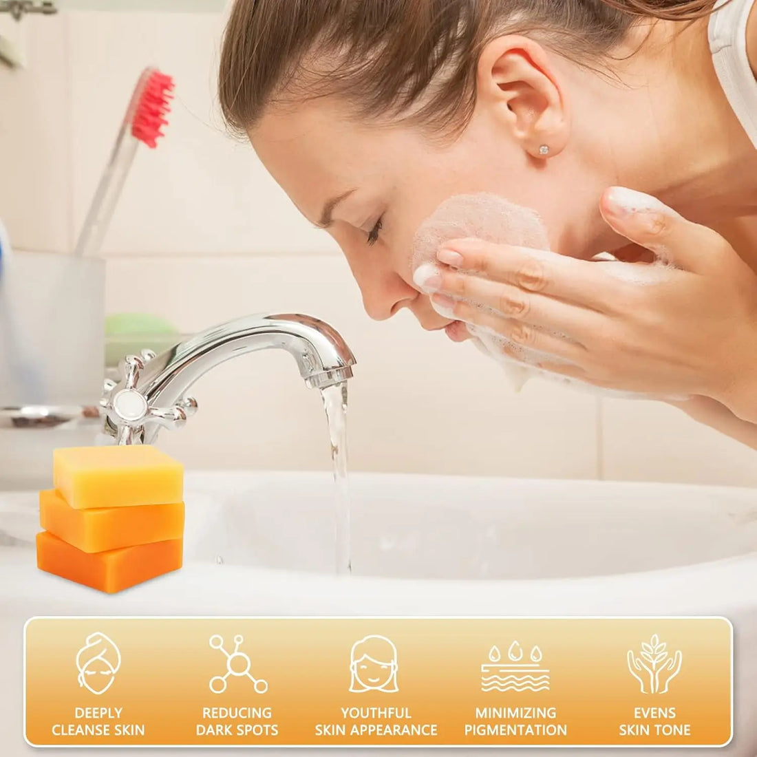 Turmeric Kojic Acid Soap Massage Soap Handmade Soap for Face and Bath for Deep Cleansing, Exfoliation, Body Moisturizing
