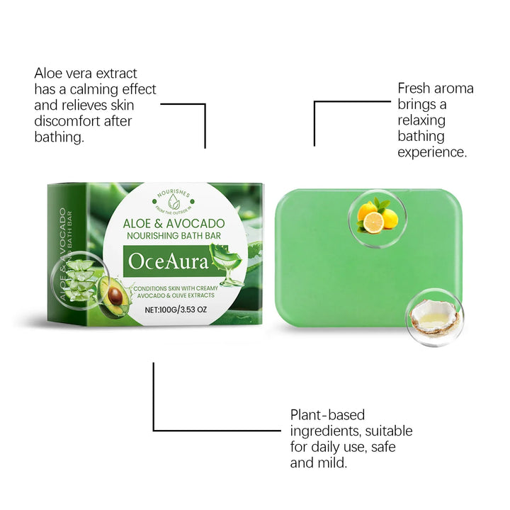 Oce Aura 100g Aloe Vera Herbal Soap Natural Bar Gentle Facial And Body Cleanser for Men & Women Soothing Nourishing