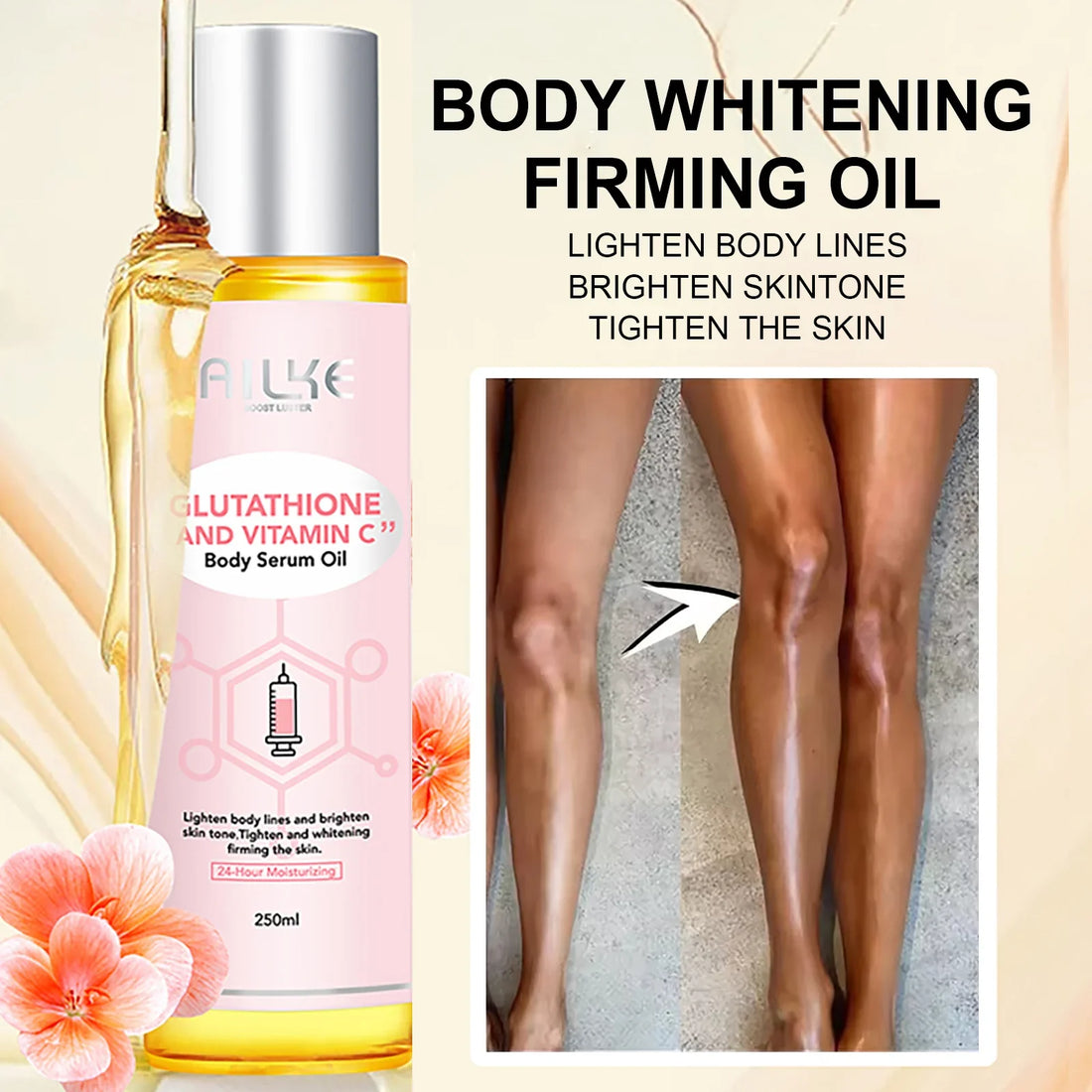 AILKE Glutathione & Vitamin C Kit,With Whitening Lotion,Moisturizing Cream,Lightening Soap, Spa Oil,Glowing Body Cream,Gift Set