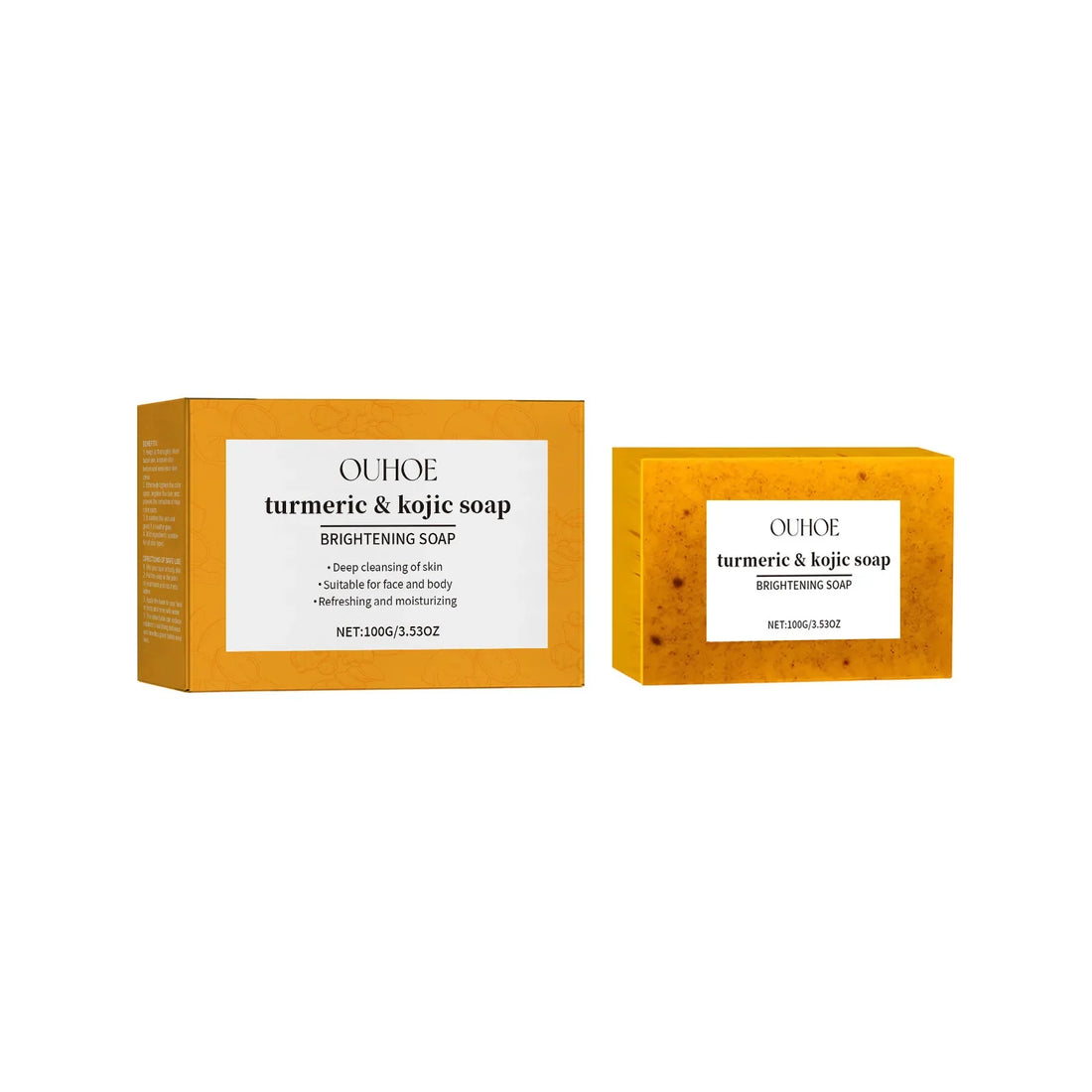 OUHOE Kojic Acid Turmeric Soap Face Deep Cleaning Even Skin Tone Skin Lightening Soap Moisturizer Skin Care Handmade Lemon Soap