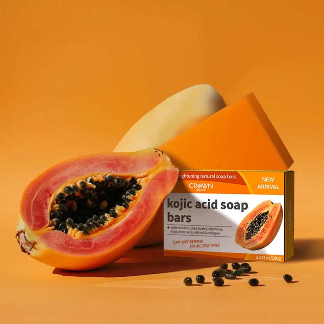 kOJIC ACID Papaya Whitening Soap Moisturizing Acne Cleanser for Skin Care Handmade Soap Kojic Acid Body Skin Deep Cleaning мыло