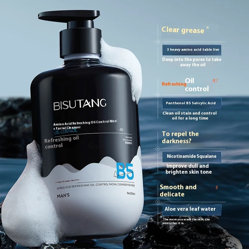 300ml Amino Acid Men's Face Wash – Oil Control & Deep Cleansing, Gentle Foaming Cleanser for , Refreshing & Non-Tightening